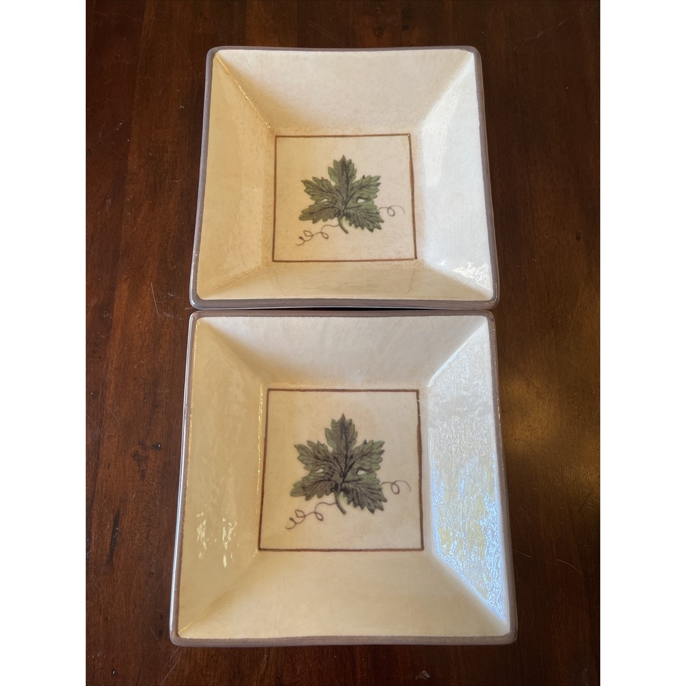Williams Sonoma Italian Pottery Bowl Set 2 Italy Grape Leaf Ceramiche Arianna